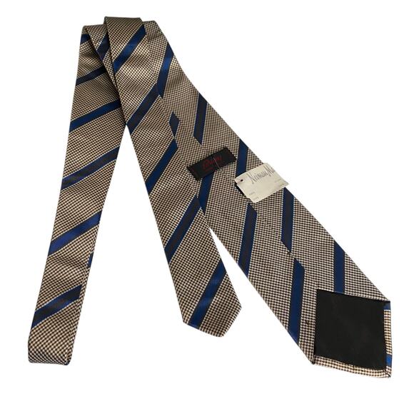 NWT Brioni Flannel and Blue Striped Tie Hand Made in Italy 100% Silk - Picture 9 of 14